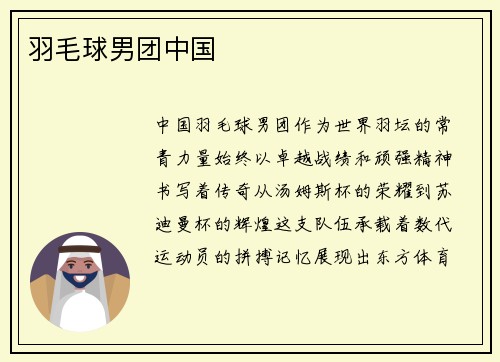 羽毛球男团中国